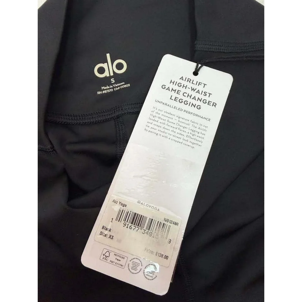 Alo Yoga Airbrush‎ High-Waist Snap Flare Leggings Black XS NWT